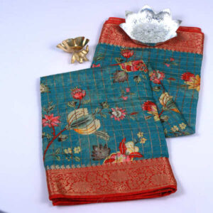 Assam Silk Sea Blue Saree