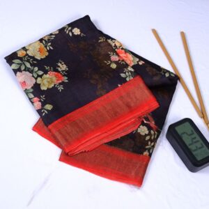 Chanderi Black Cotton Silk Saree