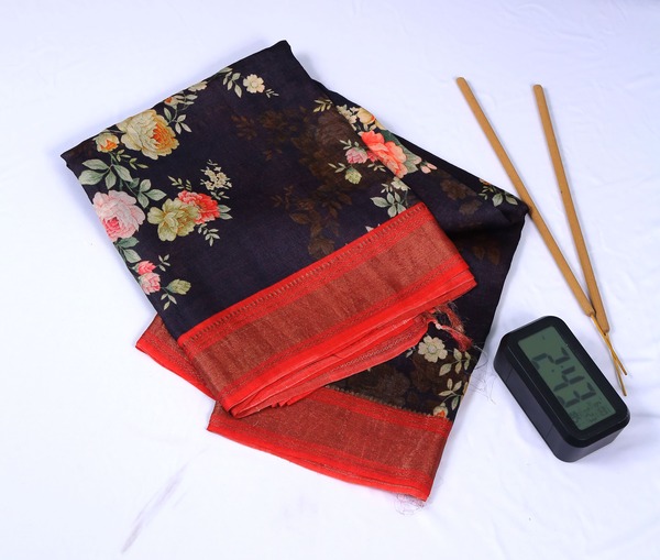 Chanderi Black Cotton Silk Saree