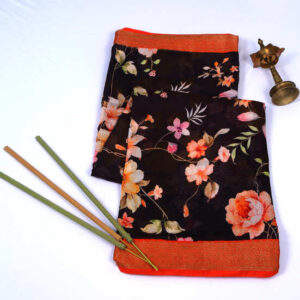 Chanderi Brown Cotton Silk Saree