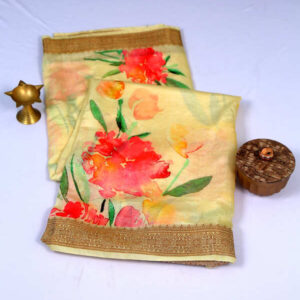 Chanderi Cream Cotton Silk Saree