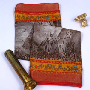 Chanderi Grey Cotton Silk Saree