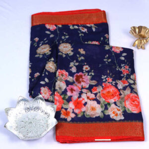 Chanderi RoyalBlue Cotton Silk Saree