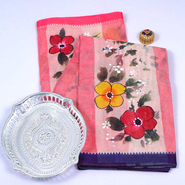 Cotton Painted Pink Saree