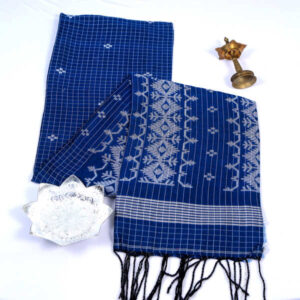 Jamdani Blue Cotton Saree