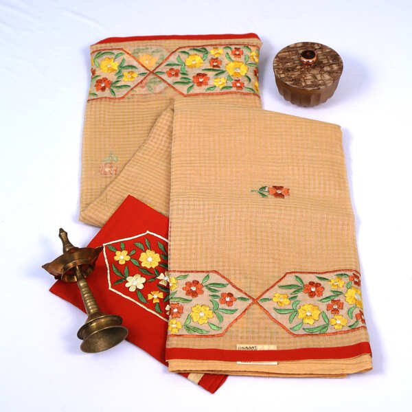 Kota Cotton Light Brown Saree