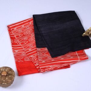 Pure Gicha Silk Black Red Saree