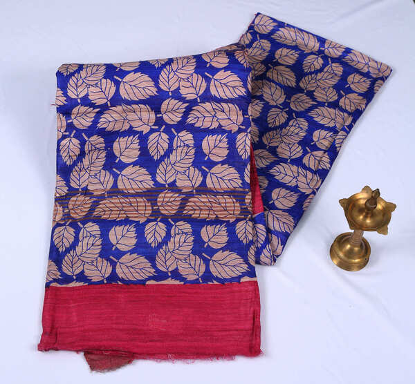 Pure Gicha Silk Blue Pink Saree