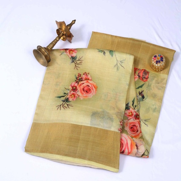 Pure Tussar Silk Pink Rose Saree