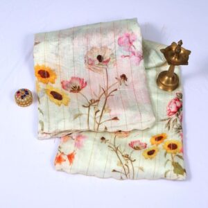 Semi Tussar Printed White Saree