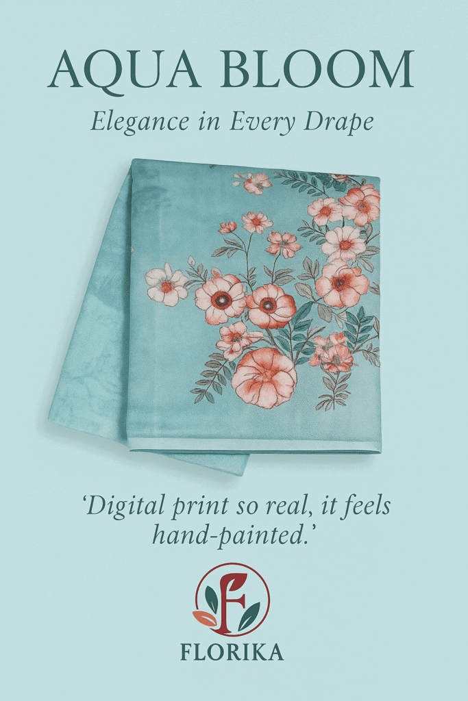 Aqua Bloom Saree